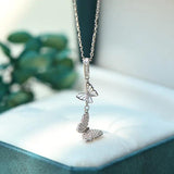 925 Sterling Silver Zircon Butterfly Pendant Necklace for Women