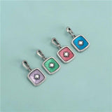 Davis 925 Sterling Silver Square Glaze Charm Pendant DIY Jewelry