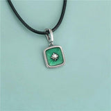 Davis 925 Sterling Silver Square Glaze Charm Pendant DIY Jewelry