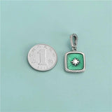 Davis 925 Sterling Silver Square Glaze Charm Pendant DIY Jewelry