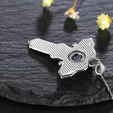 S925 Silver Necklace Amethyst Cross Pendant Women's Party