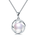 Freshwater Pearl Charm Necklace 925 Silver Zircon Pendant