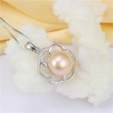 Freshwater Pearl Charm Necklace 925 Silver Zircon Pendant