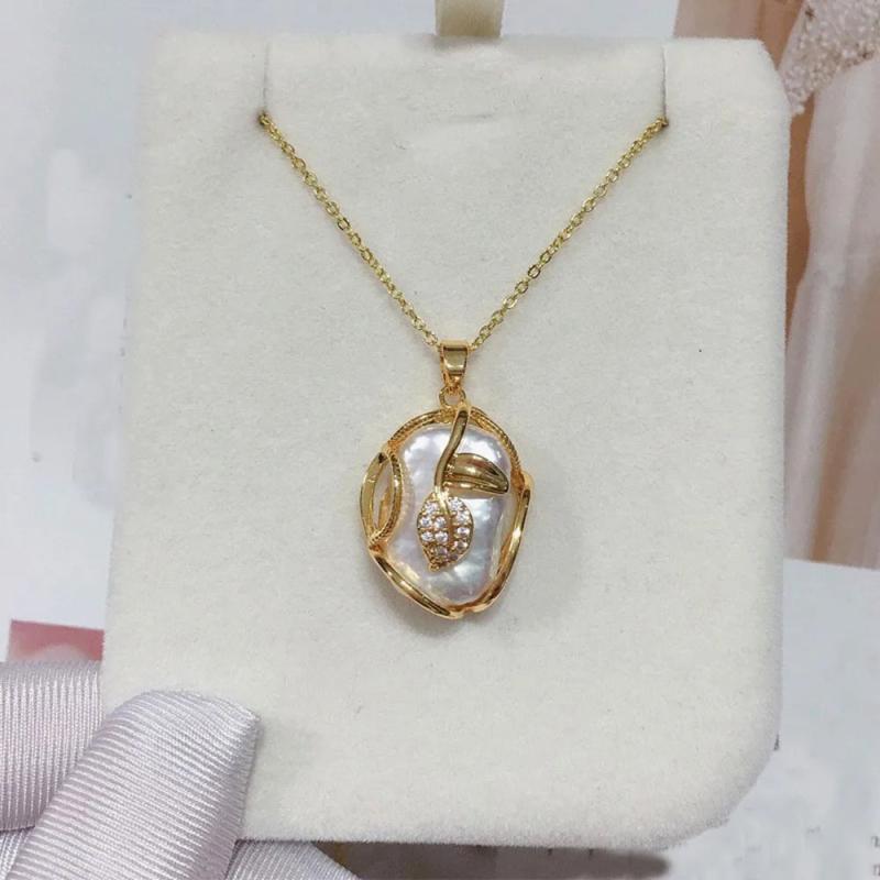 Natural Freshwater Pearl Baroque Pendant 18K Gift Fine Jewelry