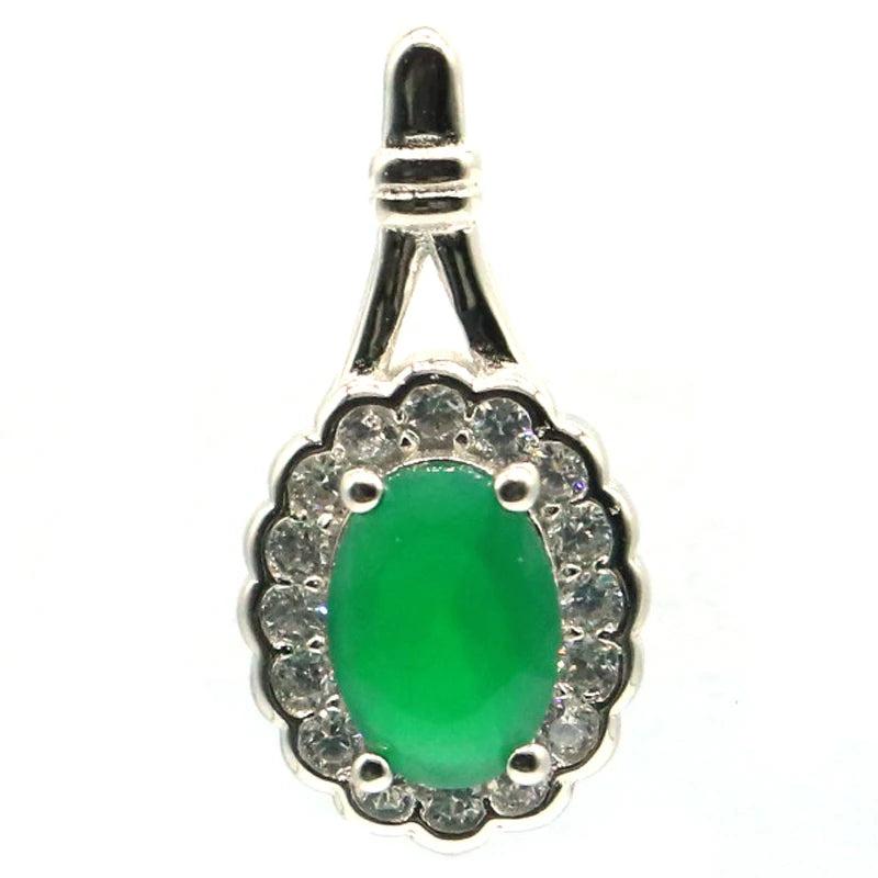 Real Red Ruby Green Emerald Pendant 925 Sterling Silver