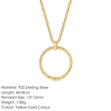 925 Silver Necklace Circle Pendant Choker EMNL013