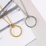 925 Silver Necklace Circle Pendant Choker EMNL013