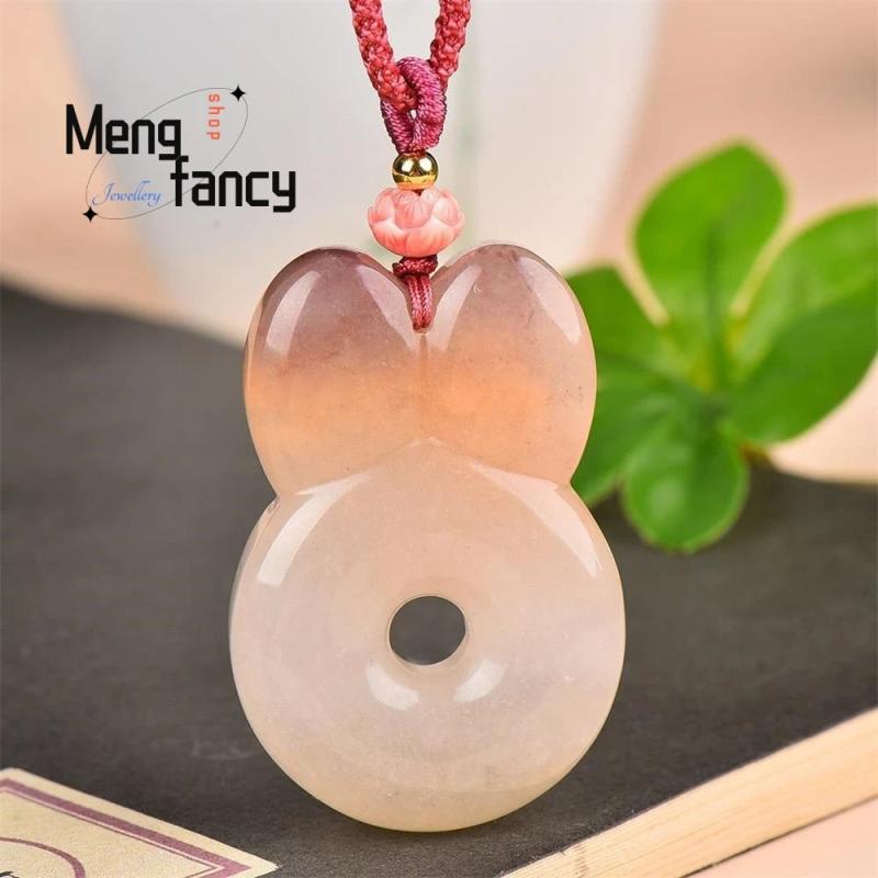 Hetian Golden Silk Jade Rabbit Pendant Charm Necklace