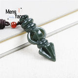 Hetian Green Jade Vajra Pestle Pendant Necklace Amulet