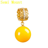 925 Silver Women Pendant Semi Mount Pendant Yellow Rose
