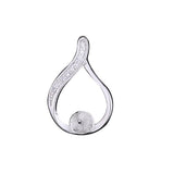 925 Silver 7-10mm Pearl Round Bead Semi Mount Pendant CZ Yellow Rose