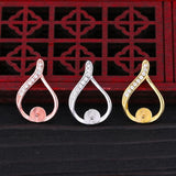 925 Silver 7-10mm Pearl Round Bead Semi Mount Pendant CZ Yellow Rose