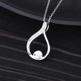 925 Silver 7-10mm Pearl Round Bead Semi Mount Pendant CZ Yellow Rose
