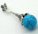 12mm Sand Jade Round Bead Sterling Silver Marcasite Pendant