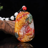 Natural Chicken Blood Jade Hand-carved Golden Toad Pendant Necklace
