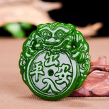 Green Lion Head Jade Pendant Necklace