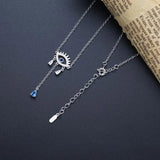 Sterling Silver Evil Eye Necklace Crystal Water Drop Pendant