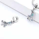 Davis 925 Sterling Silver Astronaut Star CZ Charm Bead Pendant