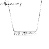 925 Silver Horizontal Bar Necklace with Zircon CZ Stones