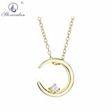 925 Sterling Silver Moon Pendant CZ Crystal Necklace