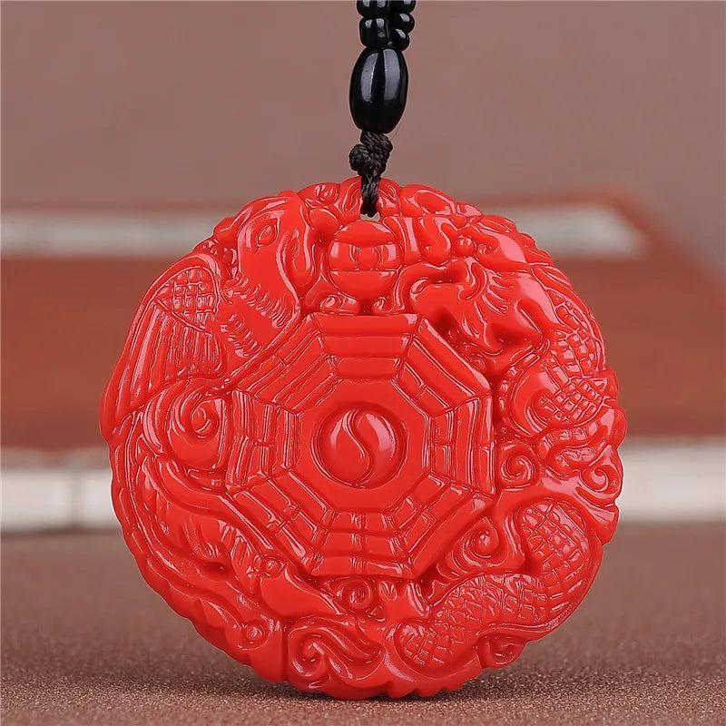 Yellow Dragon Jade Dragon and Phoenix Pendant Necklace