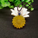 Natural Gemstone Pendant Agate Pendant Necklace Sun Flower Necklace Pendant