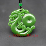 Phoenix Green Jade Pendant Necklace Chinese Carved Charm Amulet