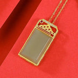 Chinese Style Craft Hetian Jade Necklace Pendant