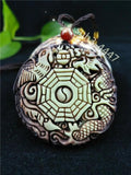 Chinese Jade Dragon Phoenix Pendant Necklace Luck Charm