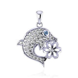 925 Silver Dolphin Pendant Zircon Jewelry SP384SB
