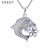 925 Silver Dolphin Pendant Zircon Jewelry SP384SB