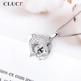 925 Silver Dolphin Pendant Zircon Jewelry SP384SB