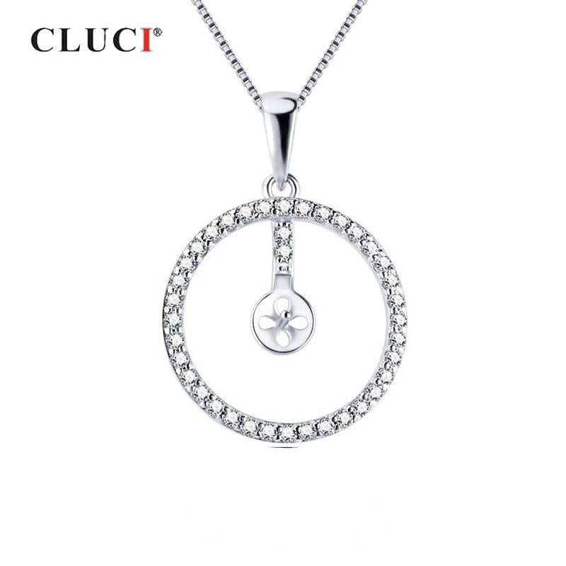 925 Silver Round Zircon Pendant for Necklace SP411