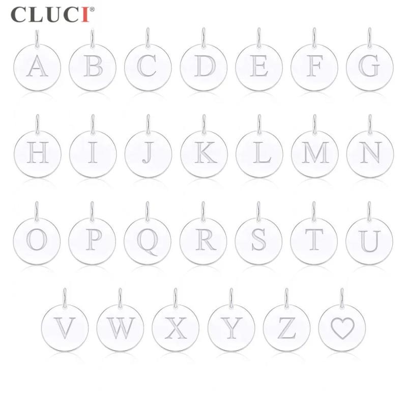 Silver 925 Pendant 26 Letter Customizable for Women Necklace DIY SF004SB