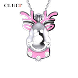 925 Sterling Pink Reindeer Cage Pendant Christmas Gift SC337SB