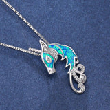 Horse Shape Fire Opal 925 Silver Pendant for Women