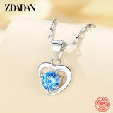 Heart Zircon Pendant in 999 Sterling Silver Necklace
