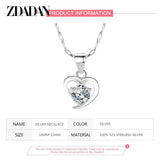 Heart Zircon Pendant in 999 Sterling Silver Necklace