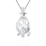 925 Silver Graduate Egg Pearl Cage Pendant for Women