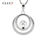 Double Round Pendant for Necklace Silver 925 Women Jewelry