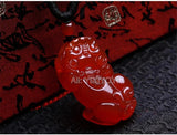 Handwork Green Red Agate Jade PiXiu Lucky Pendant Necklace