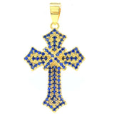 Classic Queen Cross Pendant with Orange Spessartine Garnet Turquoise Tanzanite