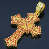 Classic Queen Cross Pendant with Orange Spessartine Garnet Turquoise Tanzanite