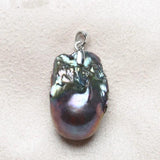 Vintage 925 Silver Sterling Natural Pearl Pendant Flower Necklace