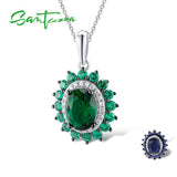 925 Silver Pendant Green Spinel CZ Party Fine Jewelry