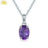 Amethyst Solid 925 Sterling Silver Pendant Real Oval 8x6mm Purple Gemstone