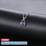 Amethyst Solid 925 Sterling Silver Pendant Real Oval 8x6mm Purple Gemstone