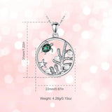 Sterling Silver Sea Turtle Pendant Necklace with Green Enamel Craft Pearls
