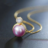 Purple Pearl & Zircon Diamonds Pendant Necklace for Women