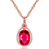 Red Crystal Ruby Gemstone Pendant Necklace for Women